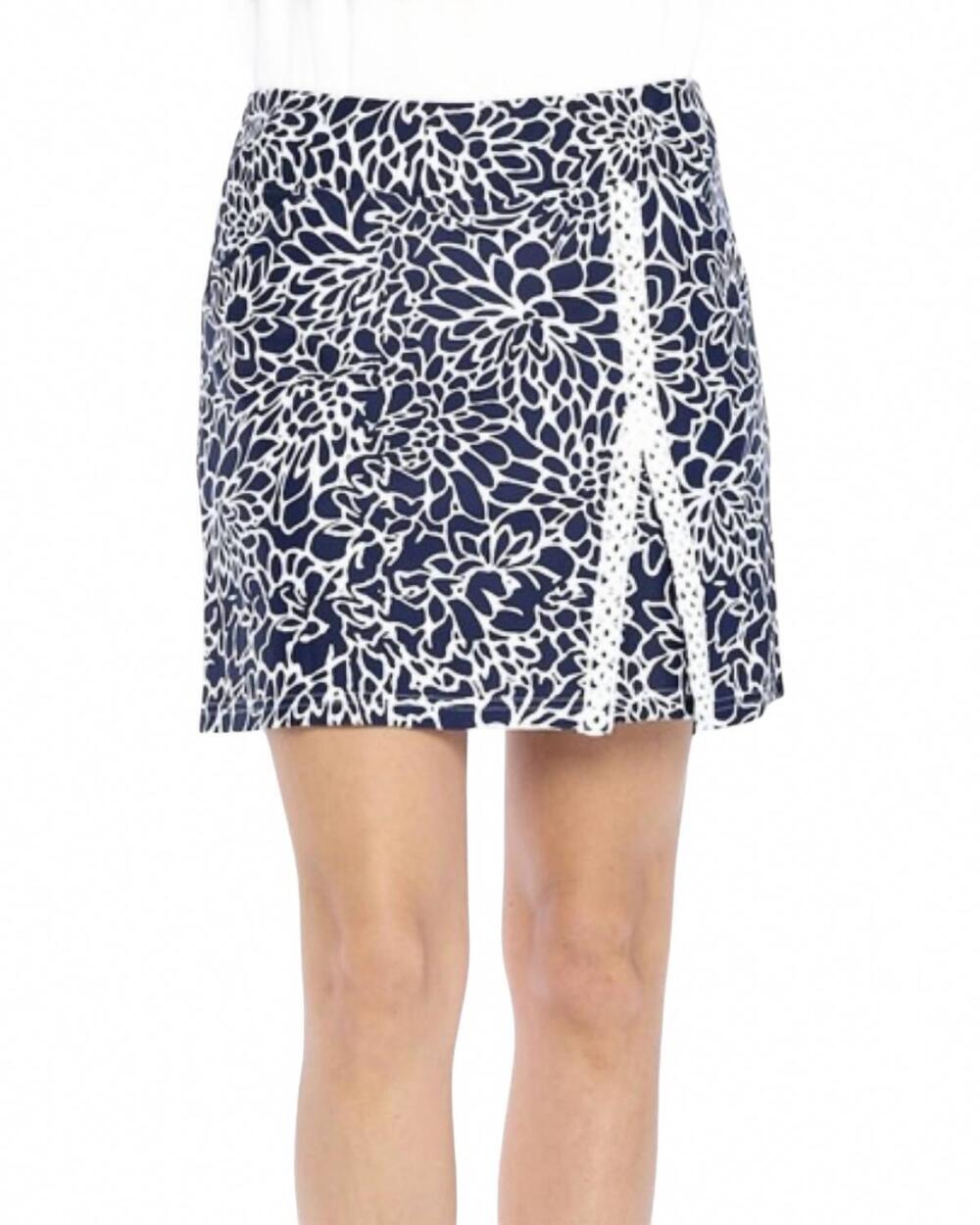 NEW ARYEH floral print skort in navy/white